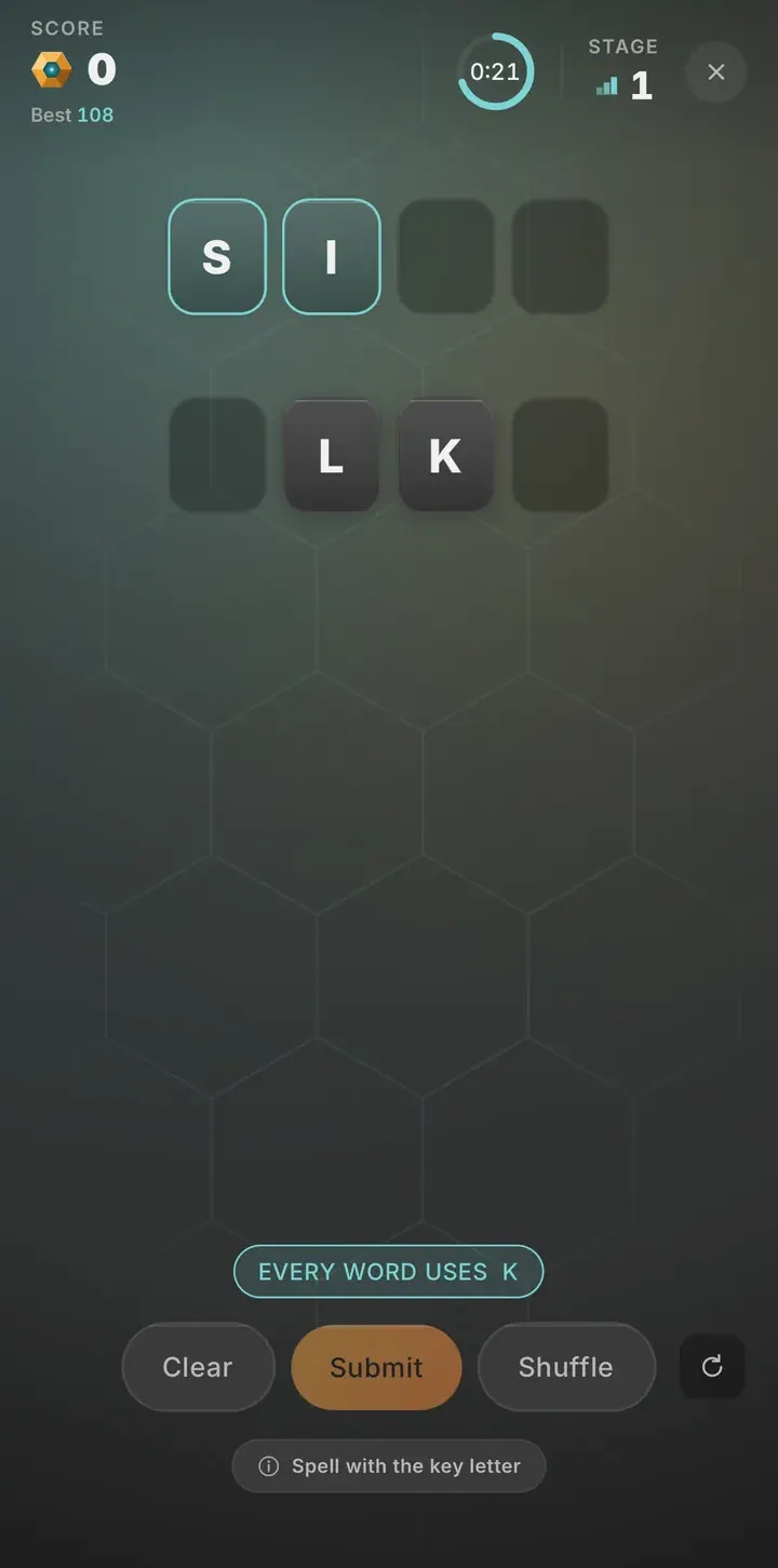 Anagram gameplay screenshot