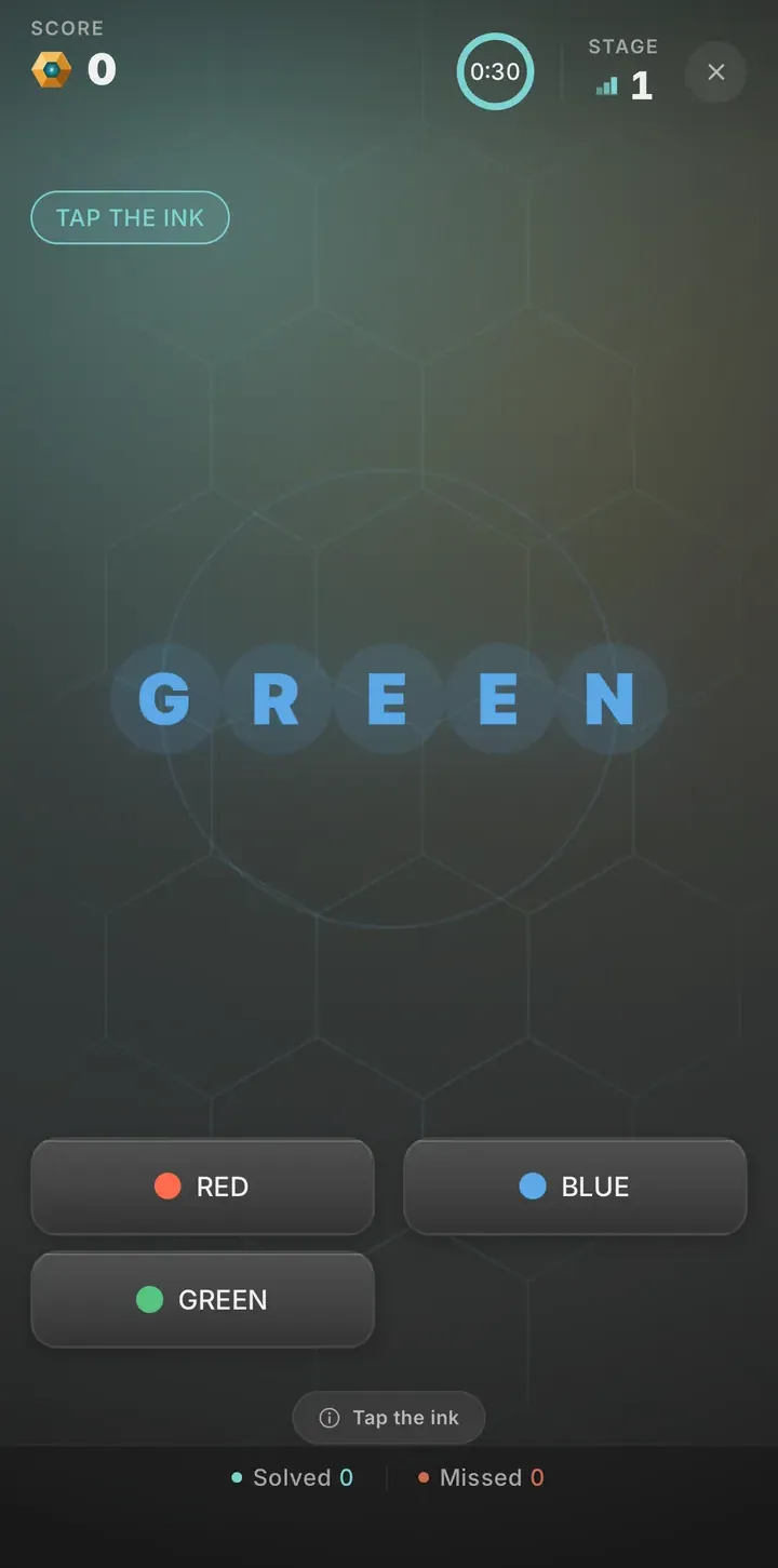 Stroop gameplay screenshot