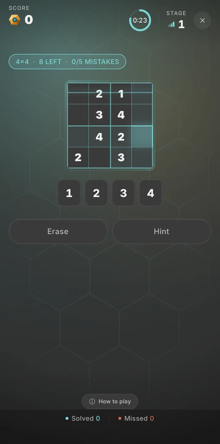 Sudoku gameplay screenshot